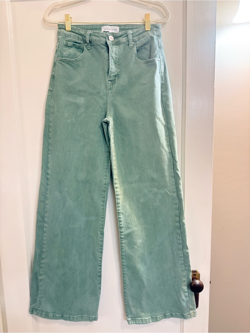 Risen Jeans Green High-Rise Wide Leg Jeans